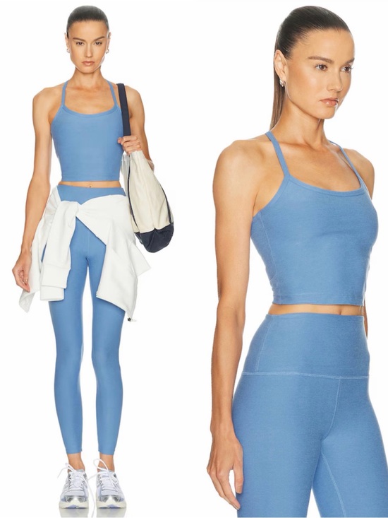 Beyond Yoga Pants - NWT Beyond Yoga Set Wild Flower Blue Heather: Midi Leggings & Cropped Tank Small